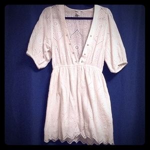 White boho lace sun dress